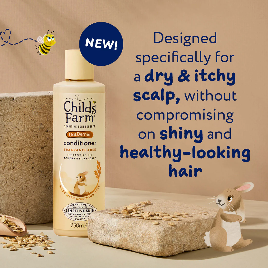 Childs Farm Sensitive Skin Experts Oat Derma Fragrance Free Conditioner 250ml - Image 2