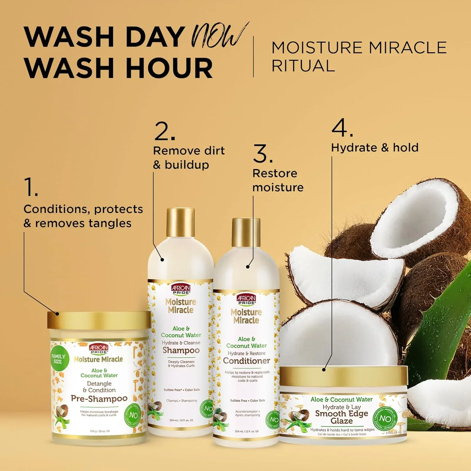 African Pride Moisture Miracle Aloe & Coconut Water Smooth Edge Glaze 170g/6oz - Image 6