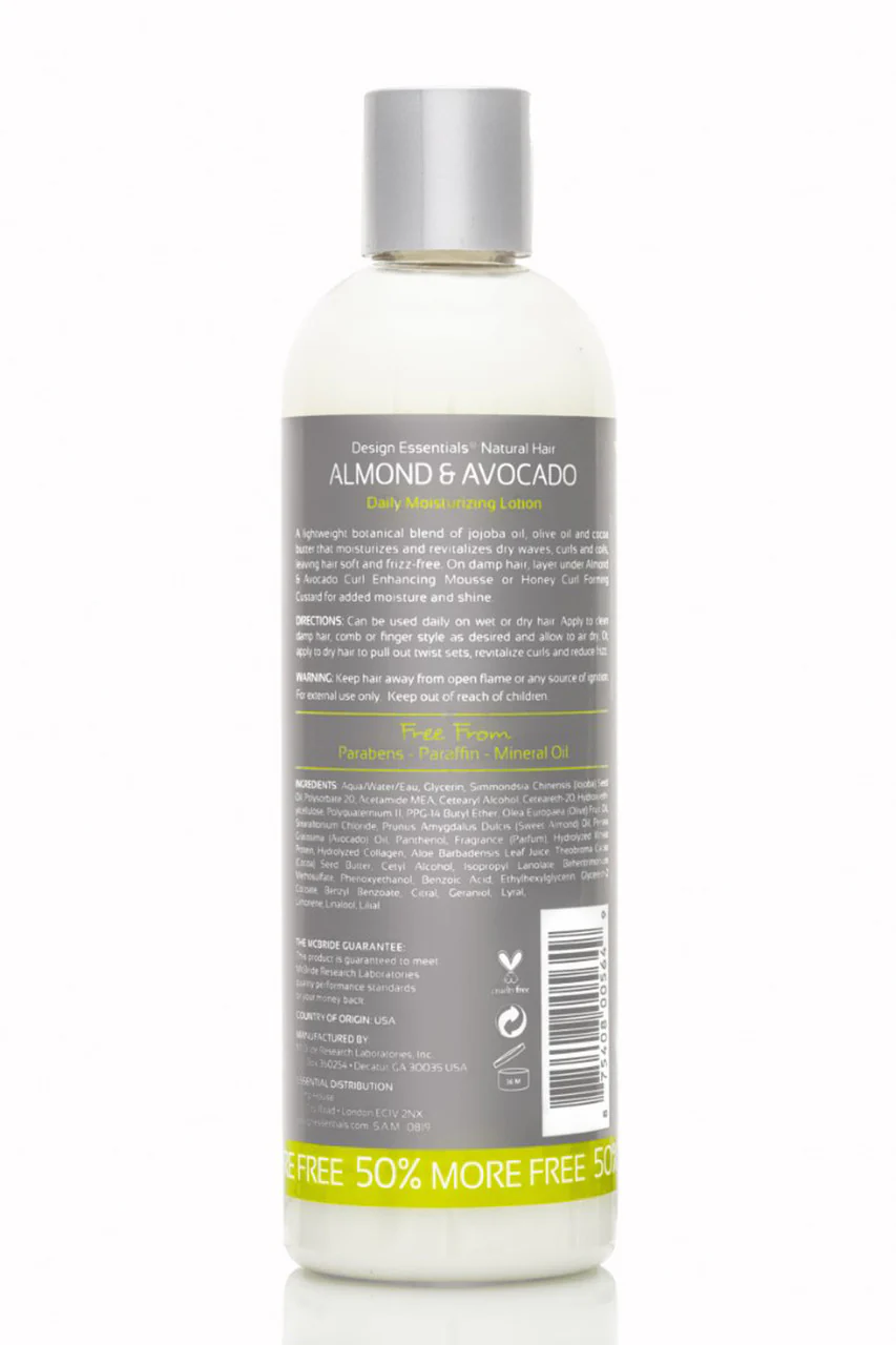 Design Essentials Almond & Avocado Daily Moisturizing Lotion 372g/12oz - Image 3