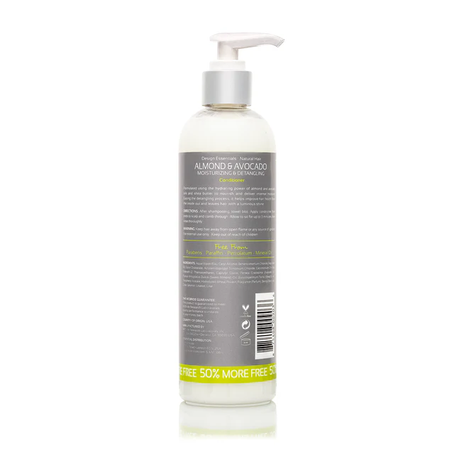 Design Essentials Almond & Avocado Moisturizing & Detangling Conditioner 372g/12oz - Image 2