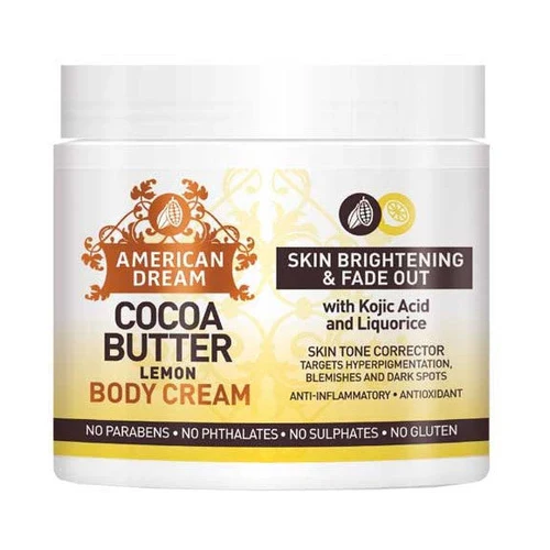 American Dream Cocoa Butter Lemon Body Cream with Kojic Acid 453g