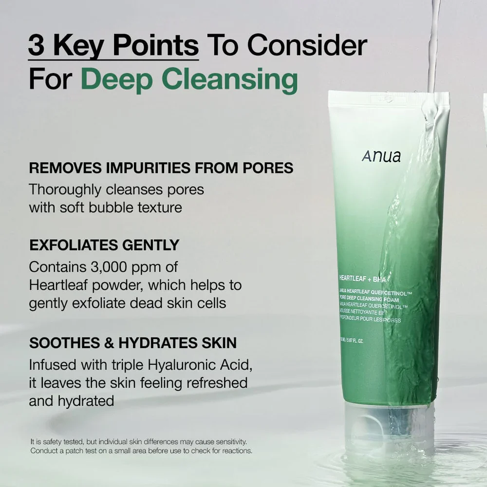 Anua Heartleaf Quercetinol Pore Deep Cleansing Foam 150ml/5.07oz - Image 4