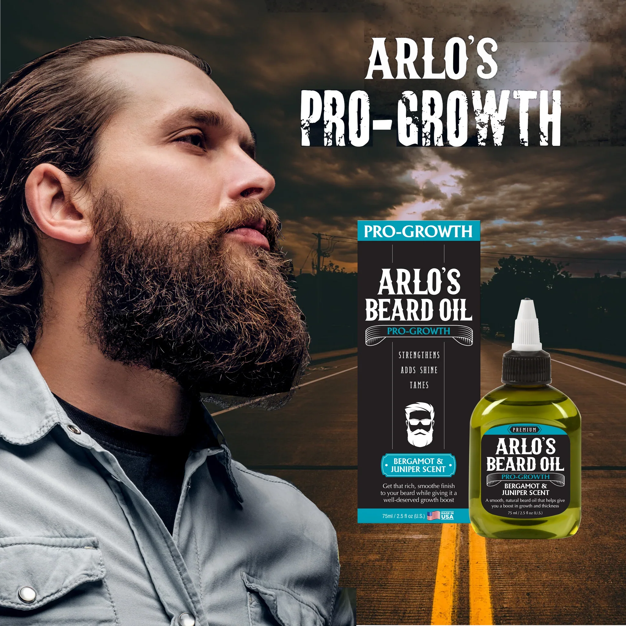 Arlo's Pro Growth Beard Oil  Bergamot Juniper 75ml/2.25oz - Image 5
