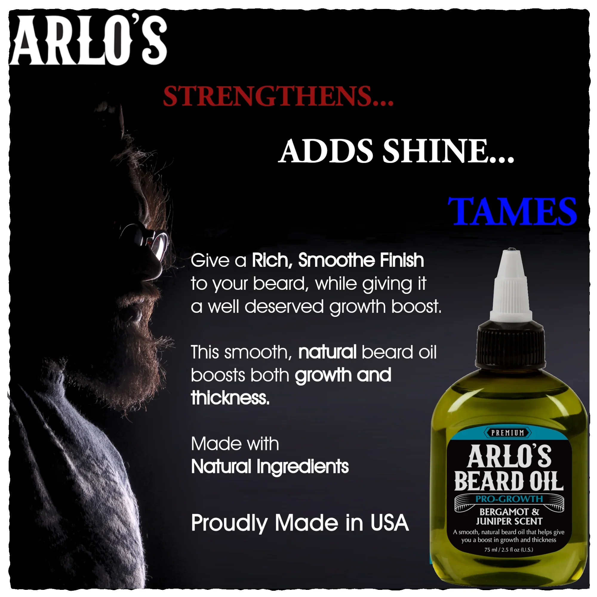 Arlo's Pro Growth Beard Oil  Bergamot Juniper 75ml/2.25oz - Image 7