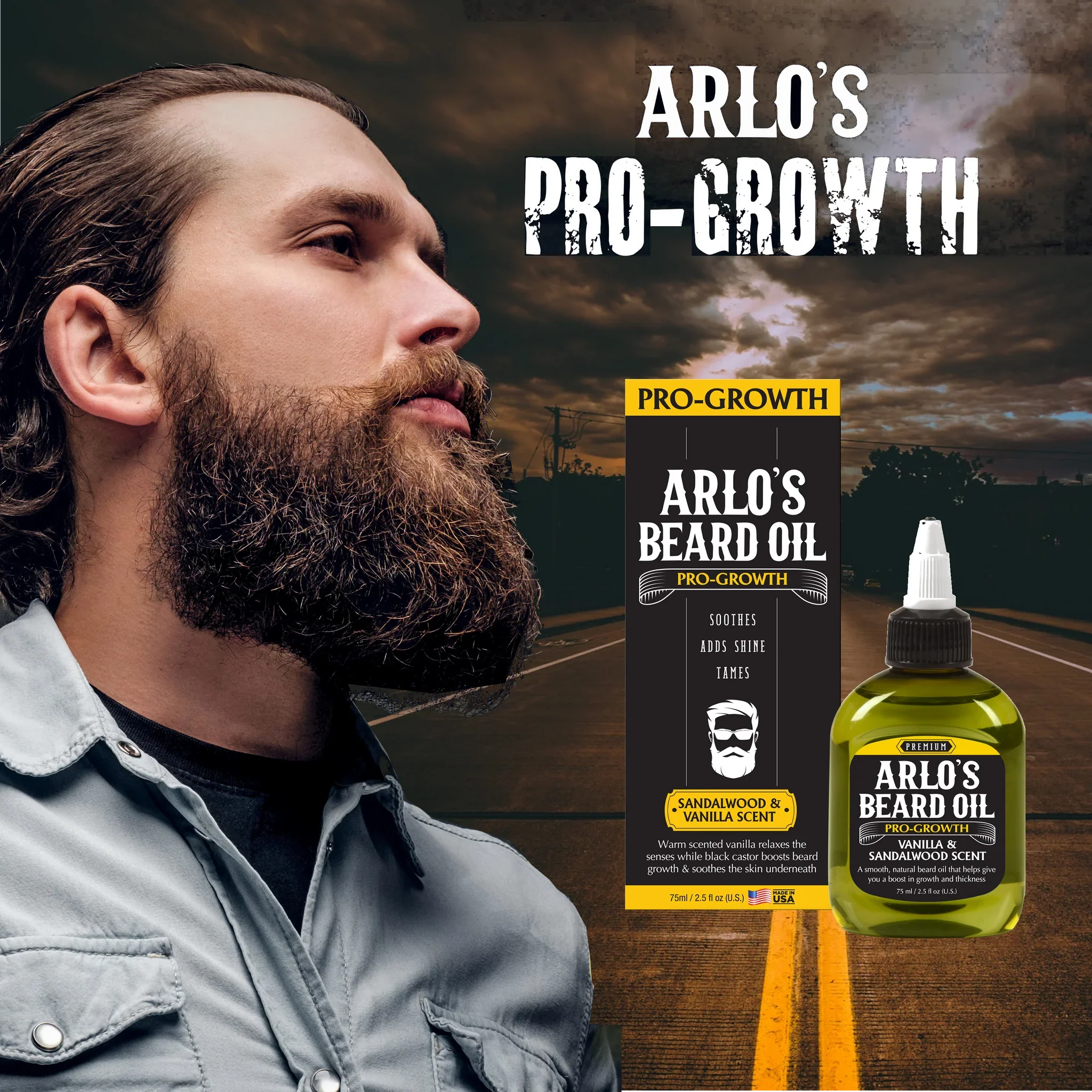 Arlo's Pro Growth Beard Oil Vanilla Sandalwood 75ml/2.25oz - Image 5