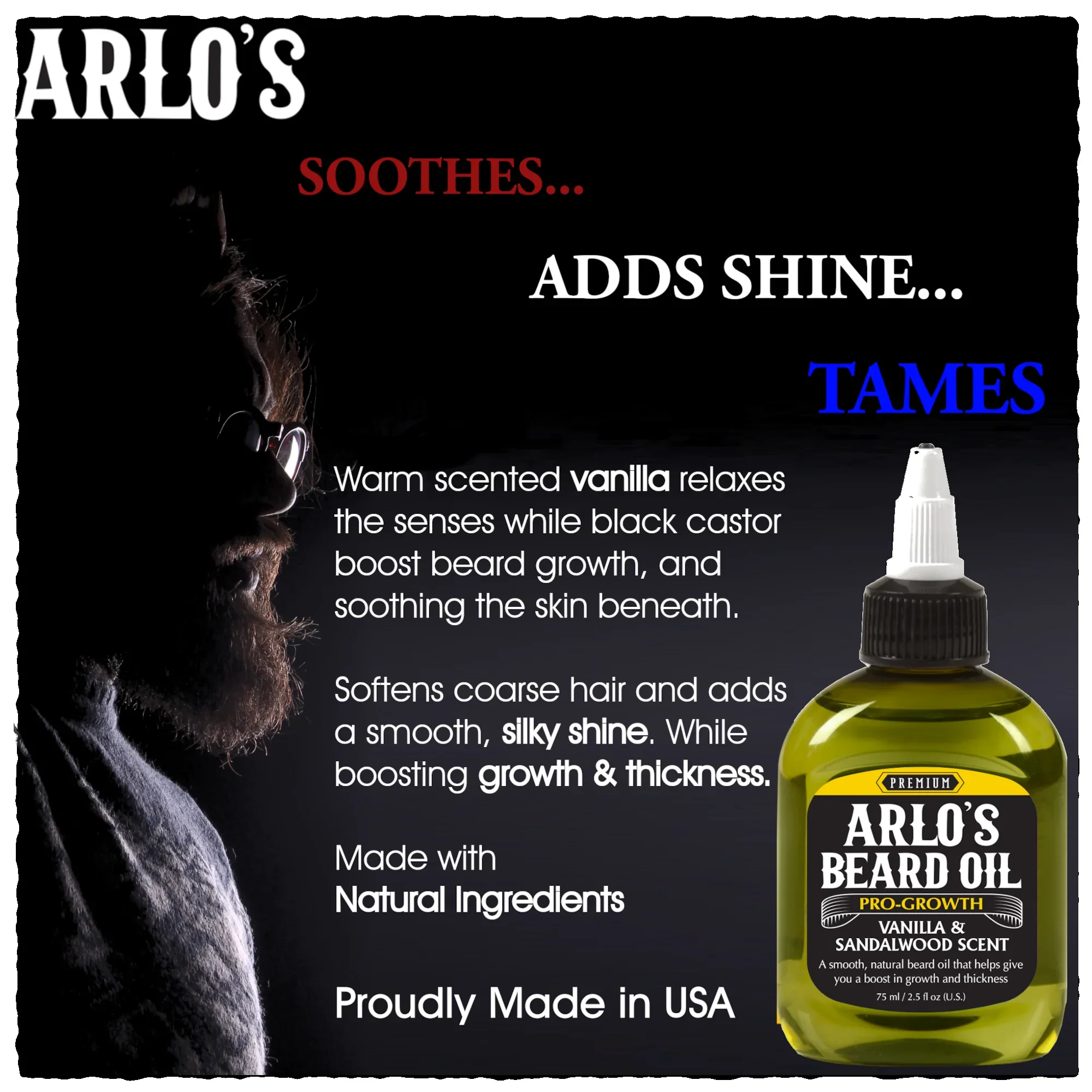 Arlo's Pro Growth Beard Oil Vanilla Sandalwood 75ml/2.25oz - Image 7