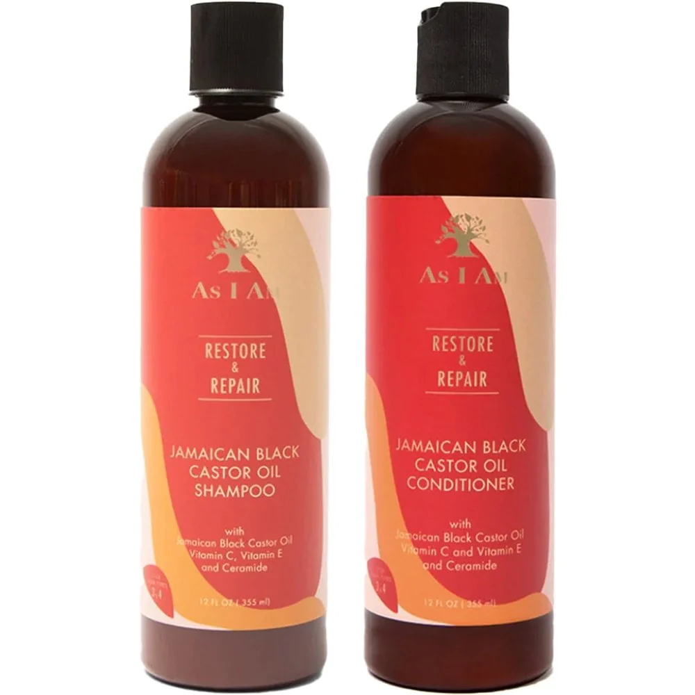 As I Am Restore & Repair Jamaican Black Castor Oil Shampoo & Conditioner for Damaged Hair 2 x 355ml/12oz