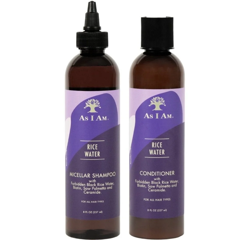 As I Am Rice Water Micellar Shampoo & Conditioner with Black Rice Water, Biotin & Ceramide Twin for All Hair Types 2 x 237ml/8oz