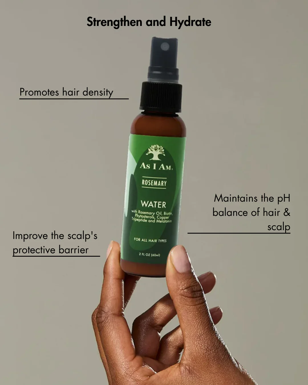 As I Am Rosemary Water for Scalp Refresh & Hydration 60ml/2oz - Image 3