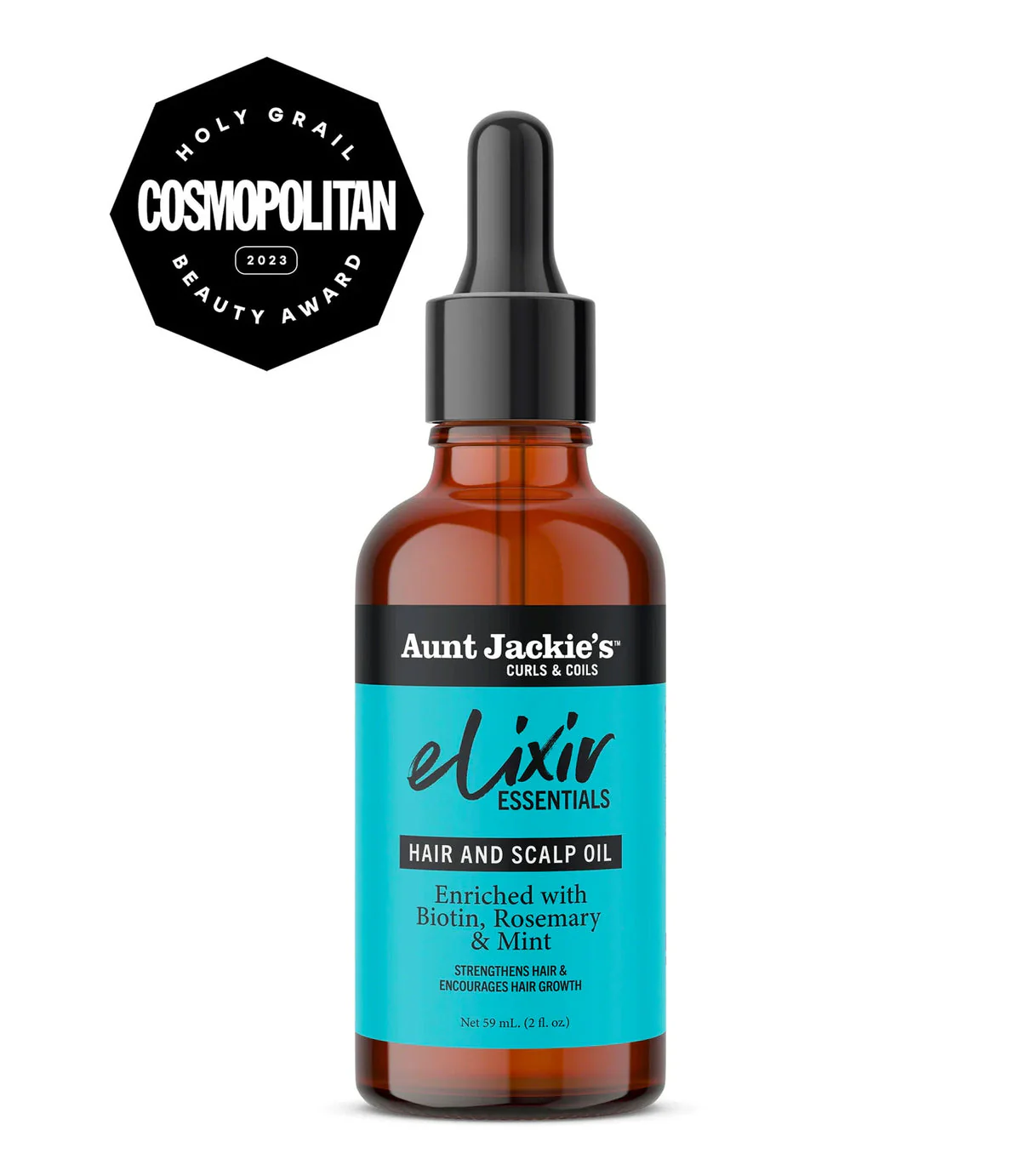 Aunt Jackie's Curls & coils Elixir Essentials: Biotin & Rosemary Hair & Scalp Oil 59ml/2oz