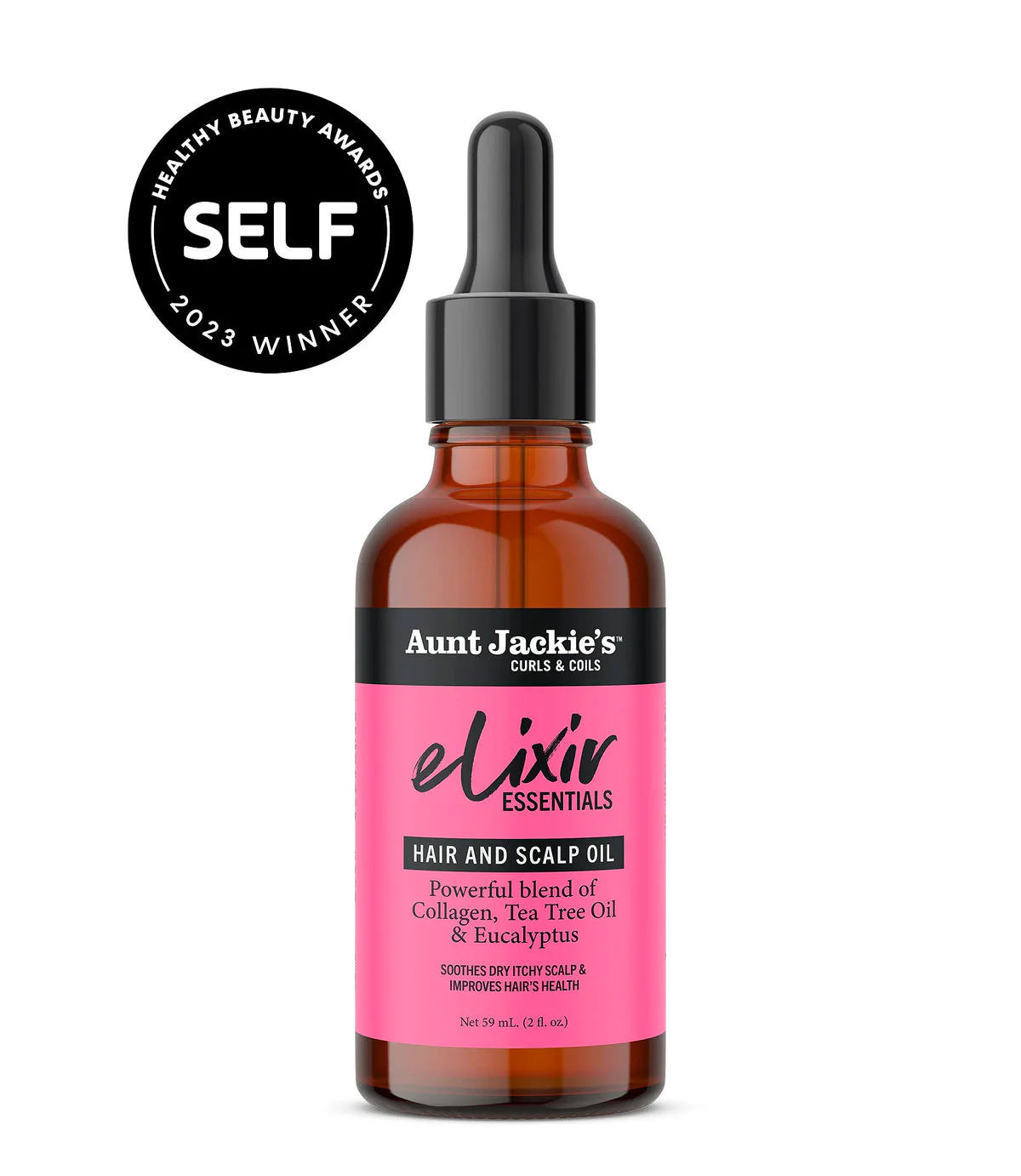 Aunt Jackie's Curls & coils Elixir Essentials Collagen & Tea Tree Hair & Scalp Oil 59ml/2oz