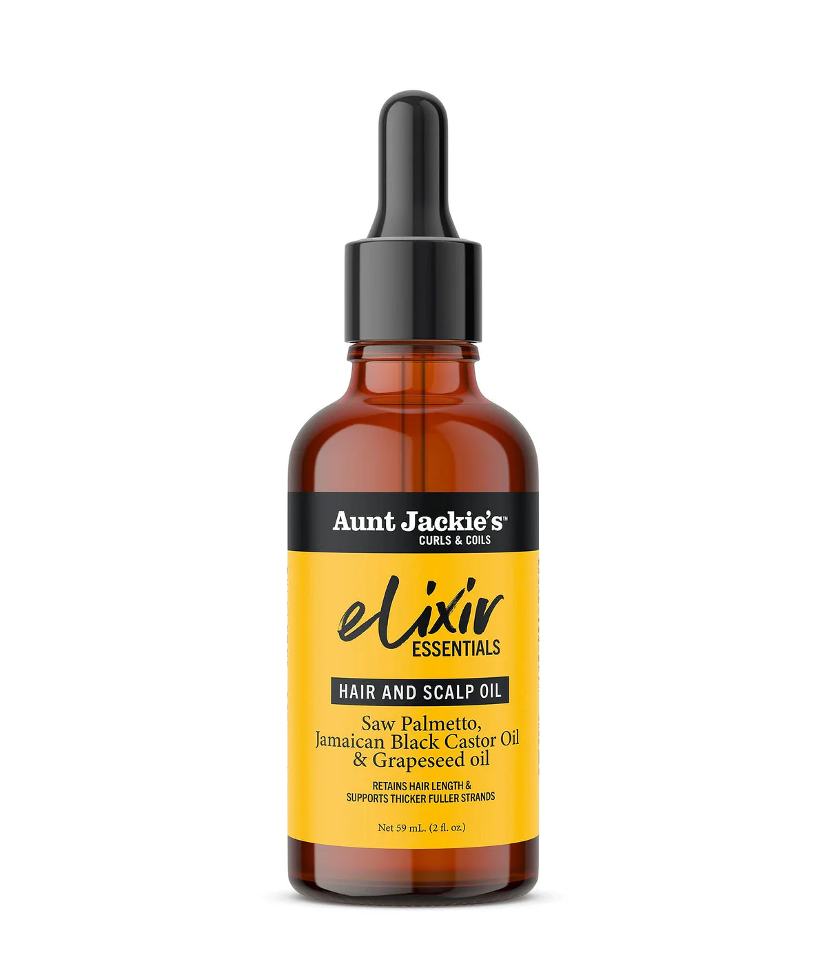 Aunt Jackie's Curls & coils Elixir Essentials Saw Palmetto & Jamaican Black Castor Hair & Scalp 59ml/2oz