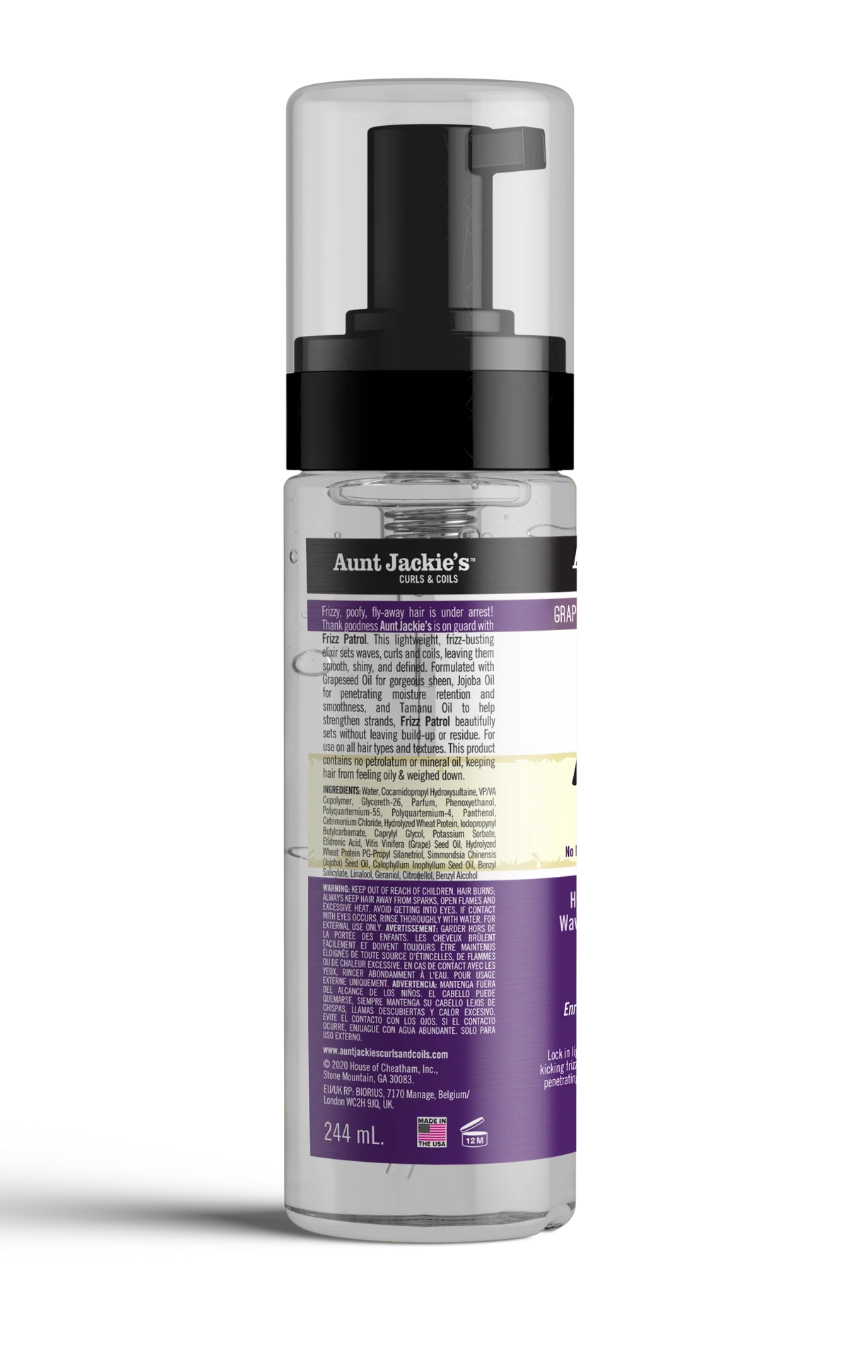 Aunt Jackie's Curls & coils  Frizz Patrol Anti-Poof Twist & Curl Setting Mousse 244ml/8.5oz - Image 3