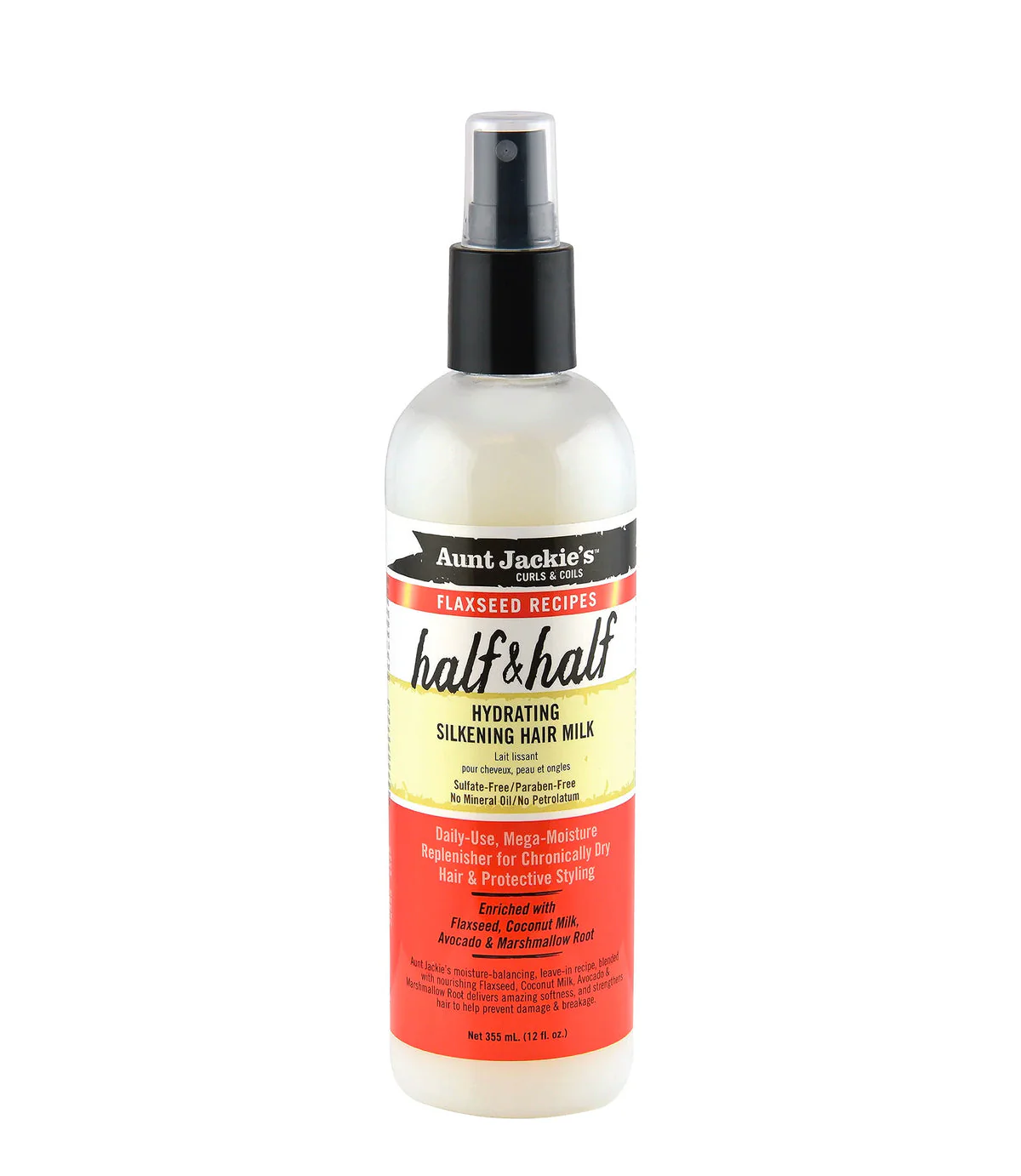 Aunt Jackie's Curls & coils  Half & Half – Hydrating Silkening Hair Milk 355ml/12oz