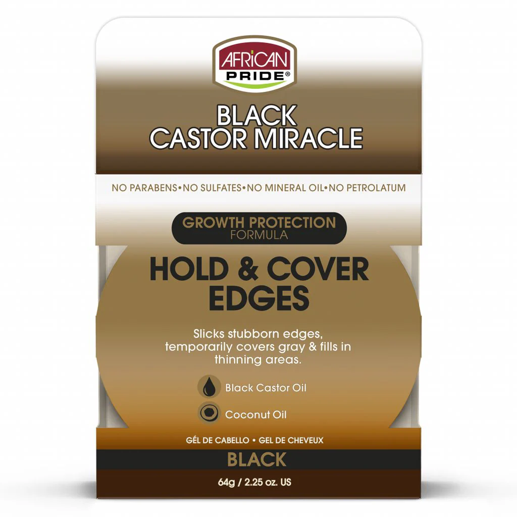 African Pride Black Castor Miracle Hold & Cover Edges (Black) 64g/2.25oz