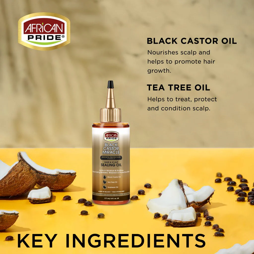 African Pride Black Castor Miracle Sealing Oil 177ml/6oz - Image 4