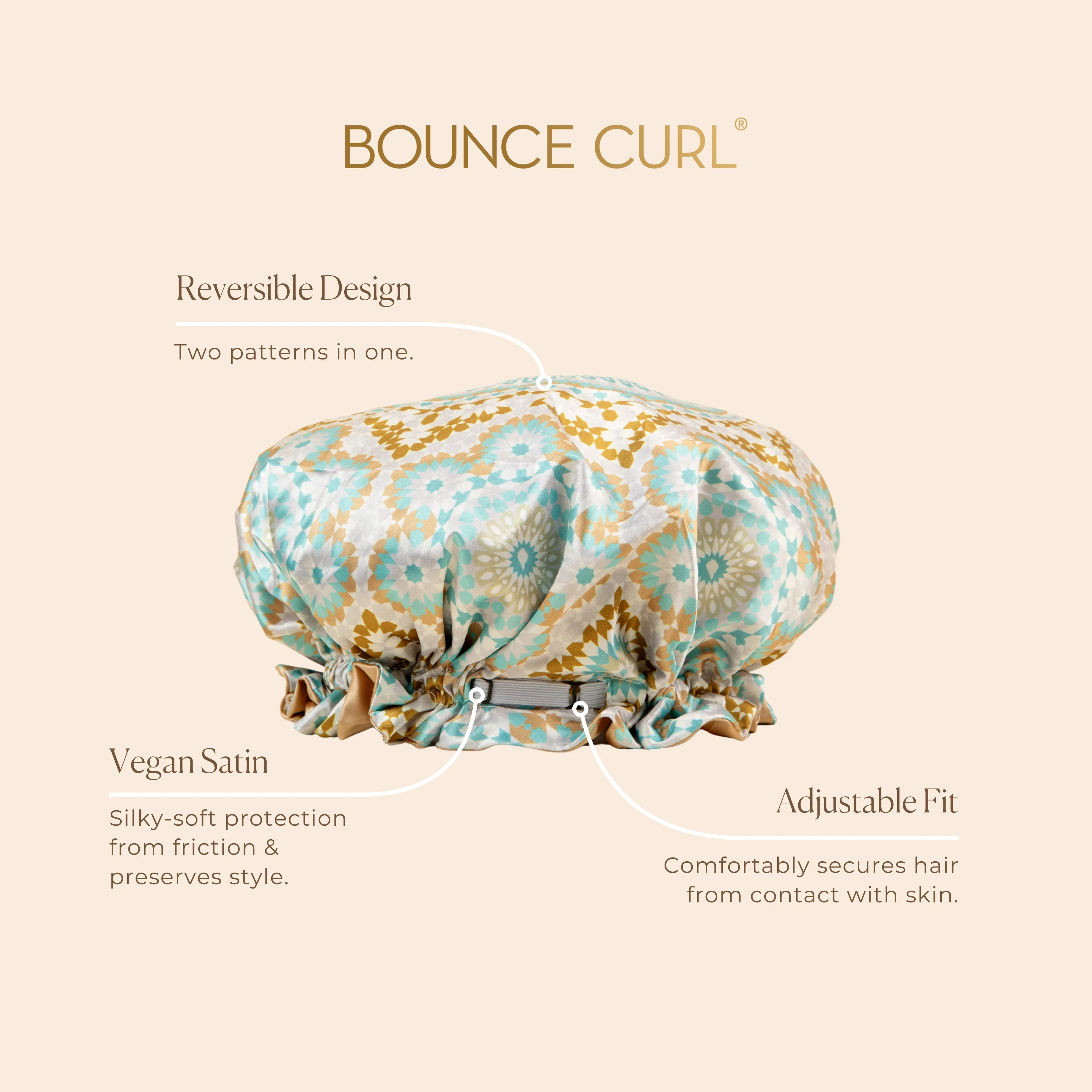 Bounce Curl Reversible Satin Hair Bonnet Teal - Image 5