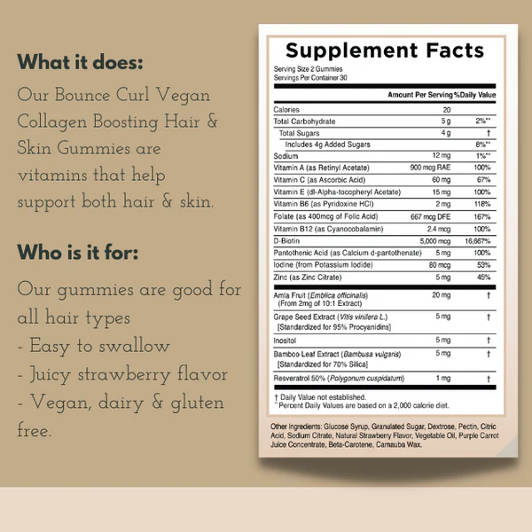 Bounce curl Vegan Collagen Boosting Hair & Skin Gummies - Image 2