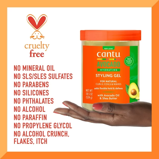 Cantu Avocado Paraben-Free Hydrating Styling Gel 524g/18.5oz - Image 6