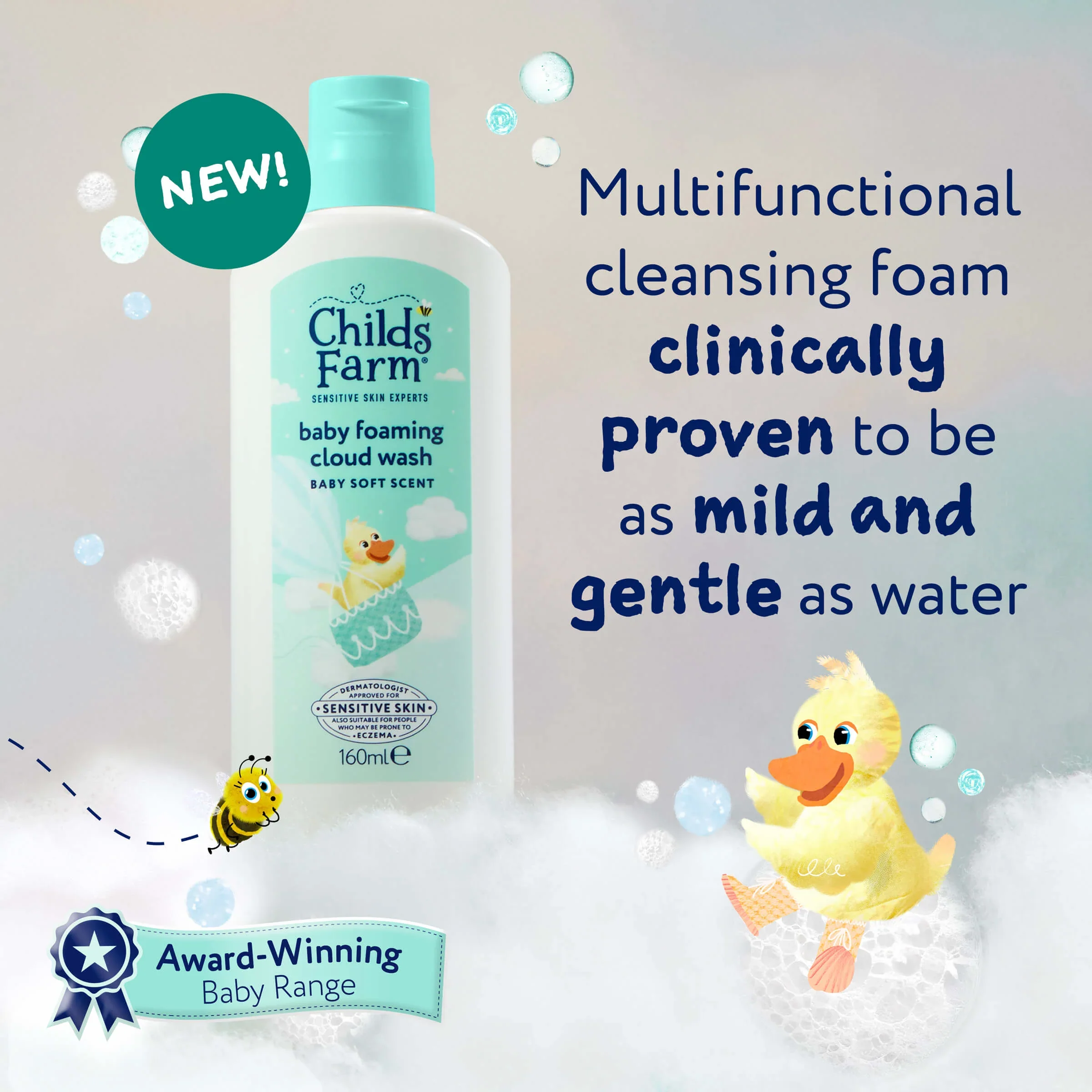 Childs Farm Sensitive Skin Experts Baby Foaming Cloud Wash Soft Scent 160ml - Image 2