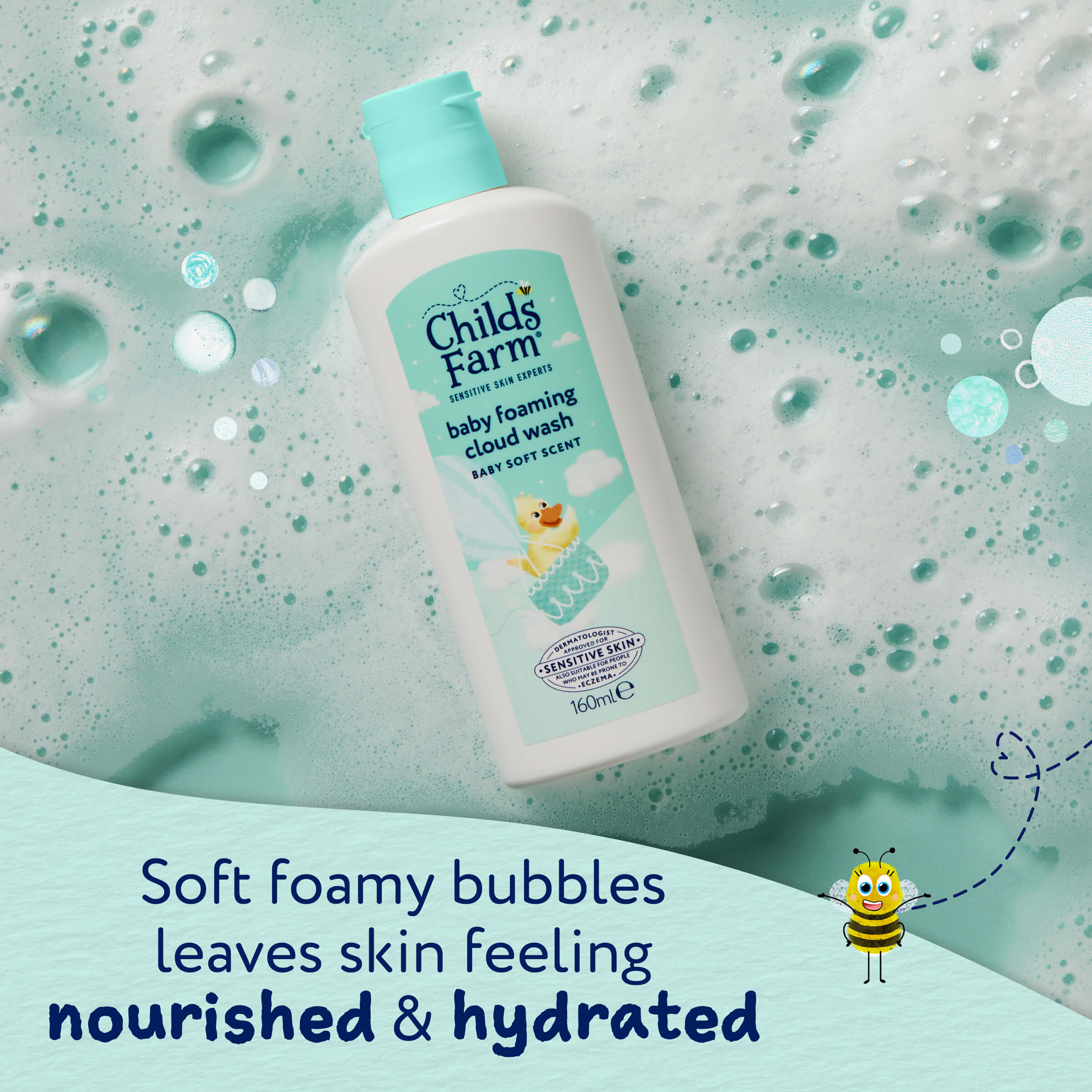 Childs Farm Sensitive Skin Experts Baby Foaming Cloud Wash Soft Scent 160ml - Image 5