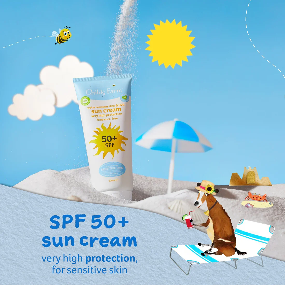 Childs Farm Sensitive Skin Experts Fragrance Free  50+ SPF Sun Cream 100ml - Image 6