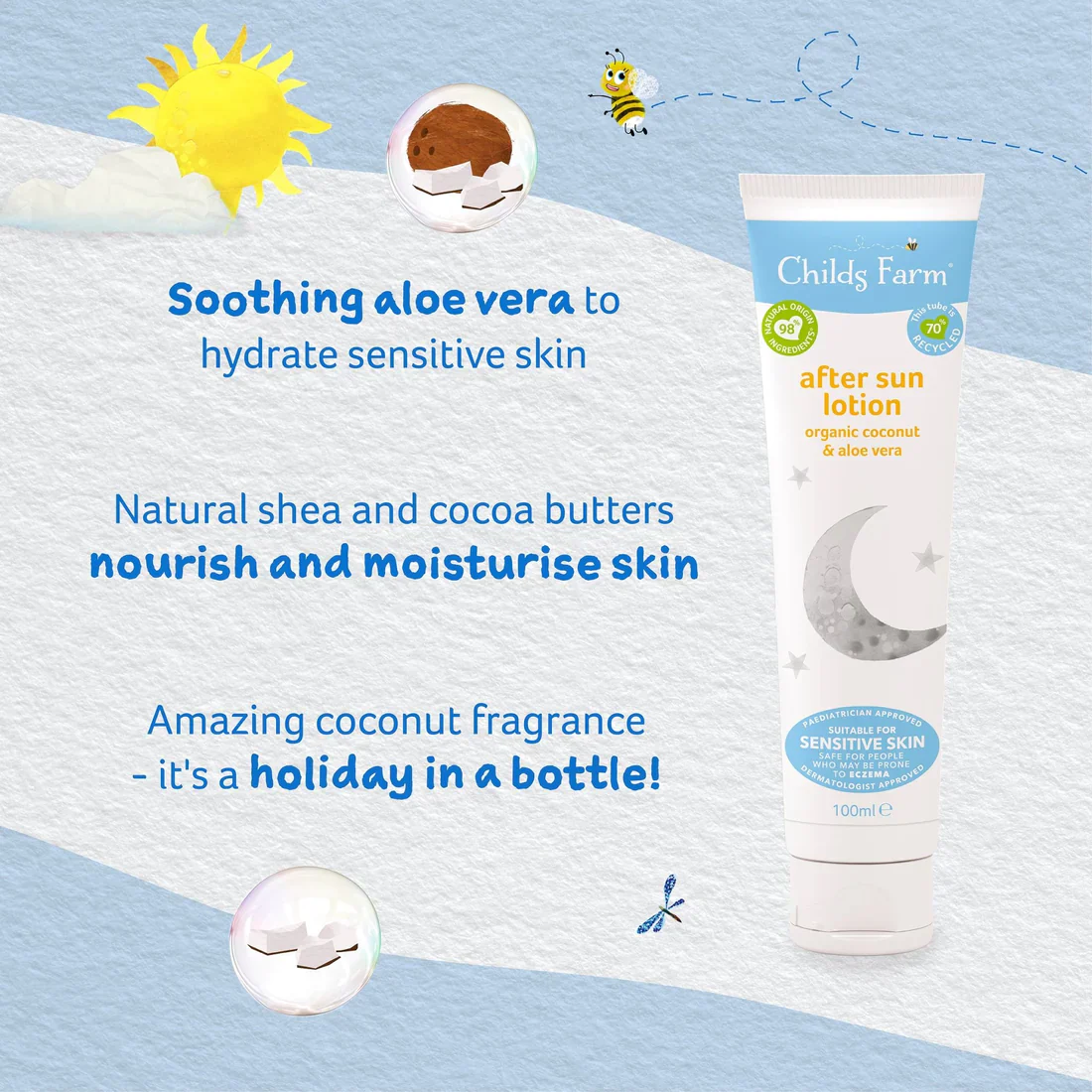 Childs Farm Sensitive Skin Experts Organic Coconut After Sun Lotion 100ml - Image 5