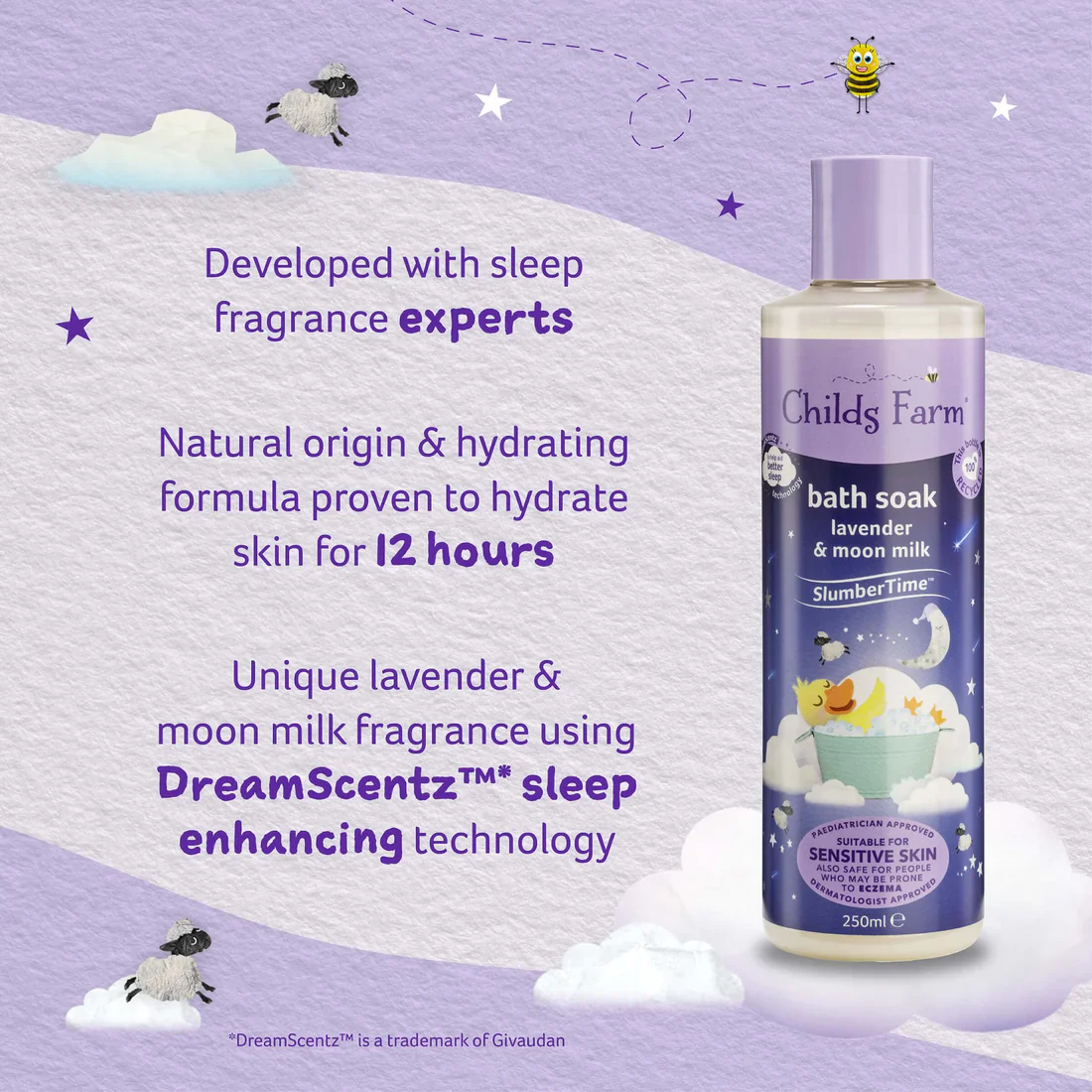 Childs Farm Sensitive Skin Experts Lavender & Moon Milk Bath Soak 250ml - Image 2