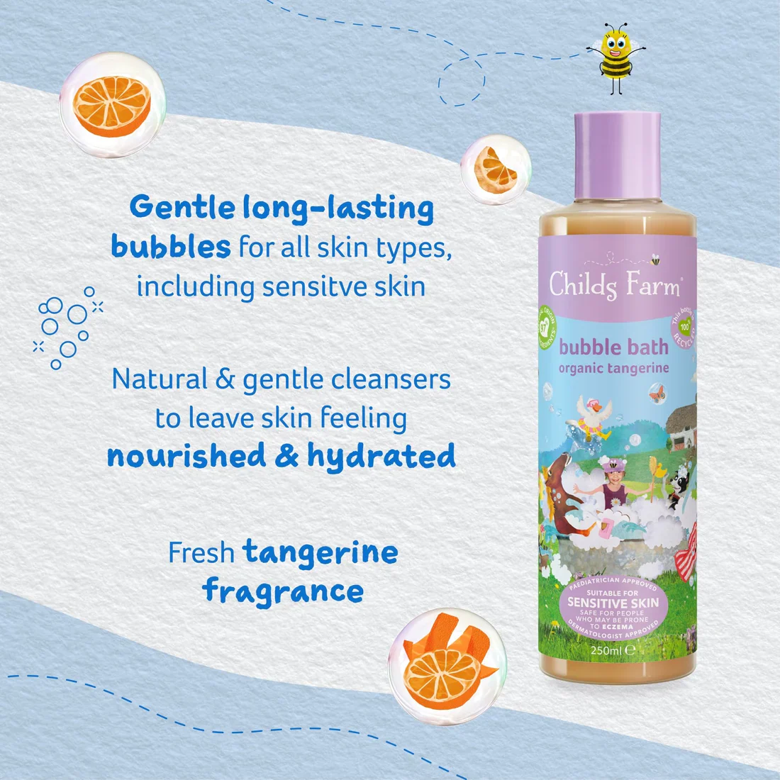 Childs Farm Sensitive Skin Experts Organic Tangerine Bubble Bath - Image 5