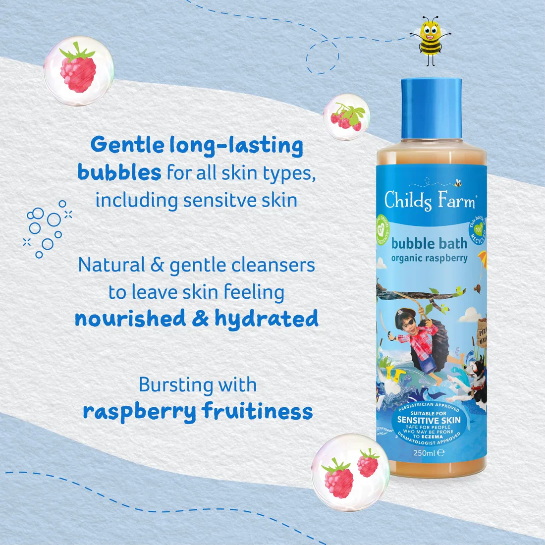 Childs Farm Sensitive Skin Experts Raspberry Bubble Bath - Image 6