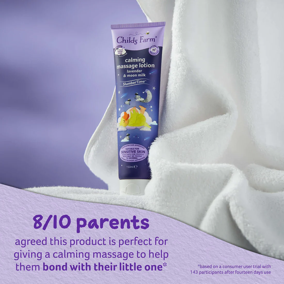 Childs Farm Sensitive Skin Experts Lavender & Moon Milk Calming Massage Lotion 150ml - Image 3
