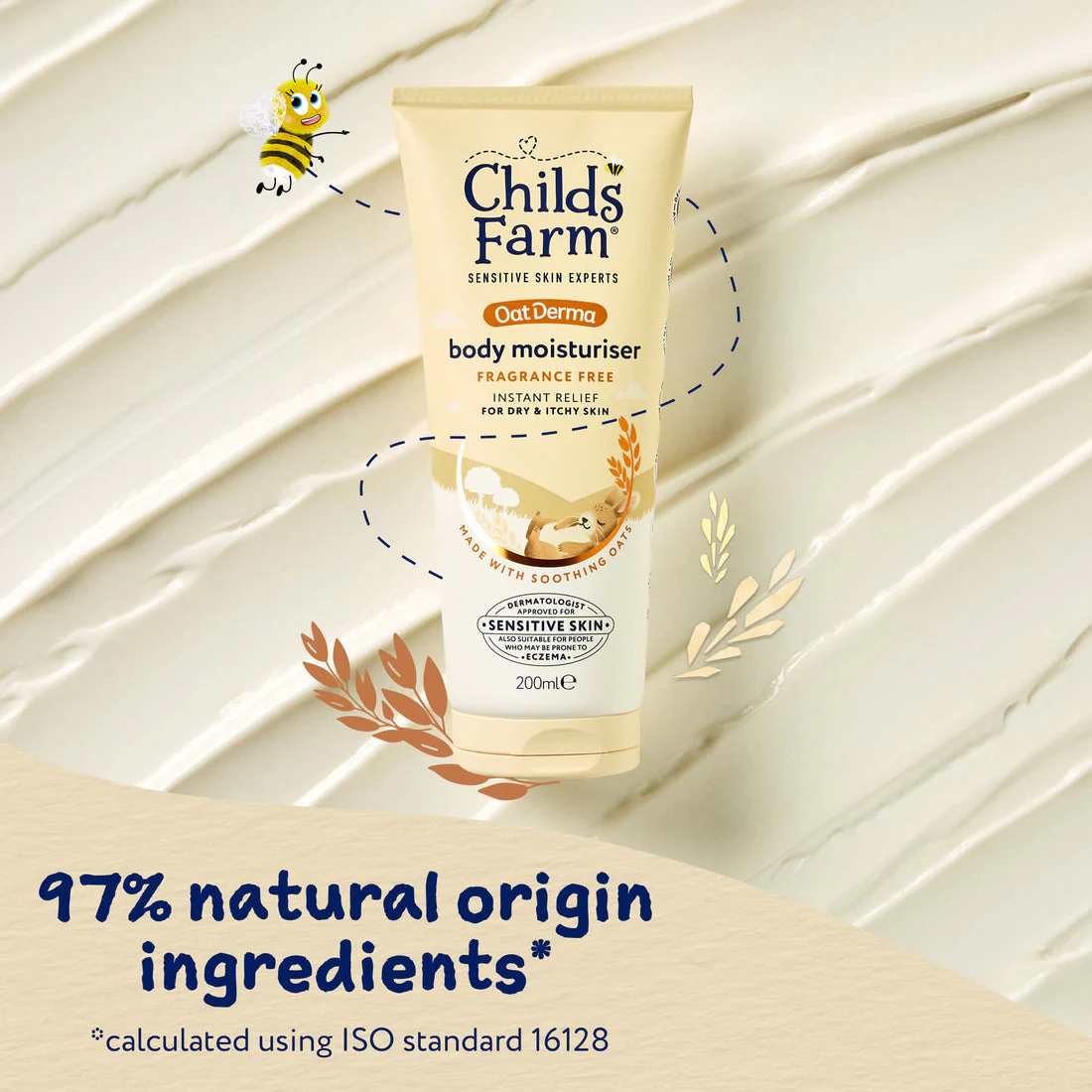Childs Farm Sensitive Skin Experts Oat Derma Fragrance Free Body Moisturiser 200ml - Image 5