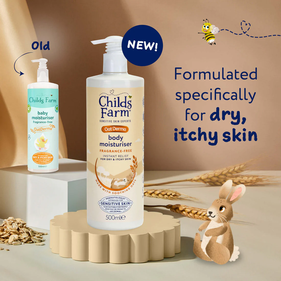 Childs Farm Sensitive Skin Experts Oat Derma Fragrance Free Body Moisturiser 500ml - Image 2