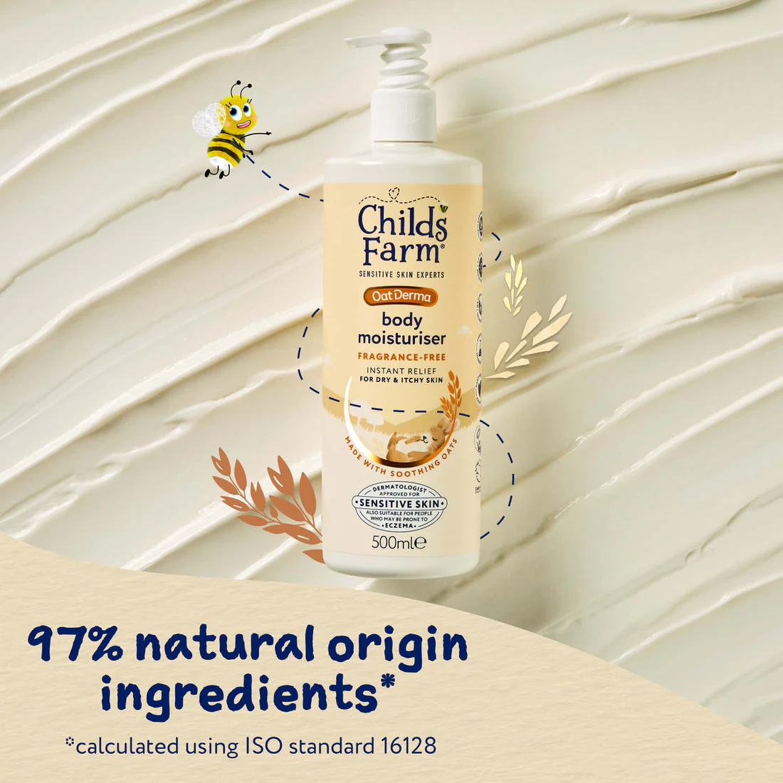 Childs Farm Sensitive Skin Experts Oat Derma Fragrance Free Body Moisturiser 500ml - Image 5