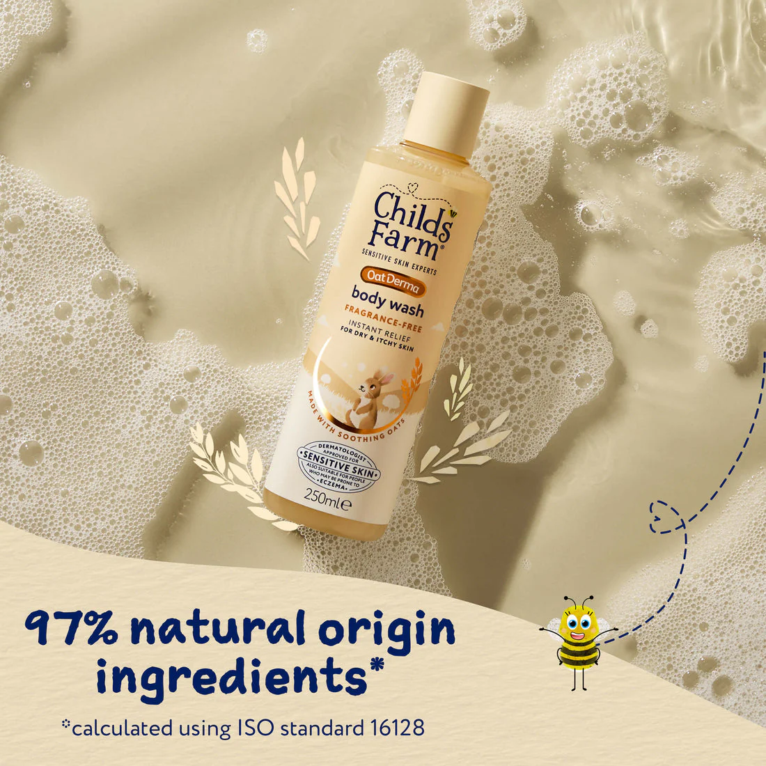 Childs Farm Sensitive Skin Experts Oat Derma Fragrance Free  Body Wash 250ml - Image 5