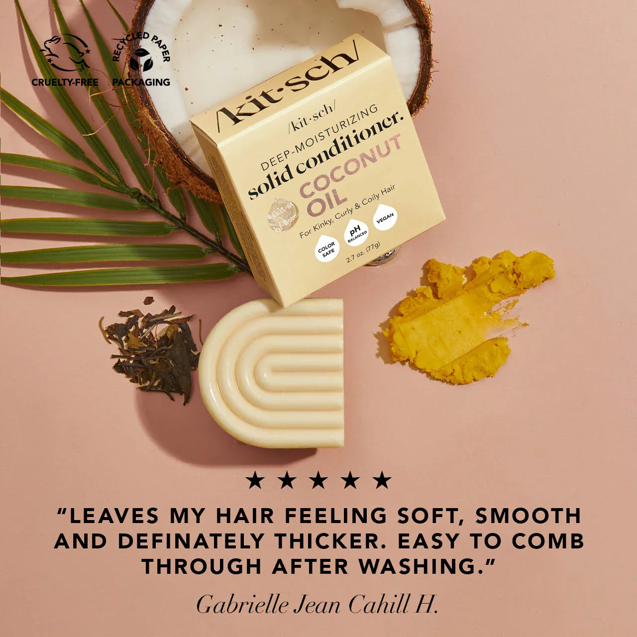 Kitsch Coconut Oil Conditioner Bar for Dry Damaged Hair 77g - Image 3