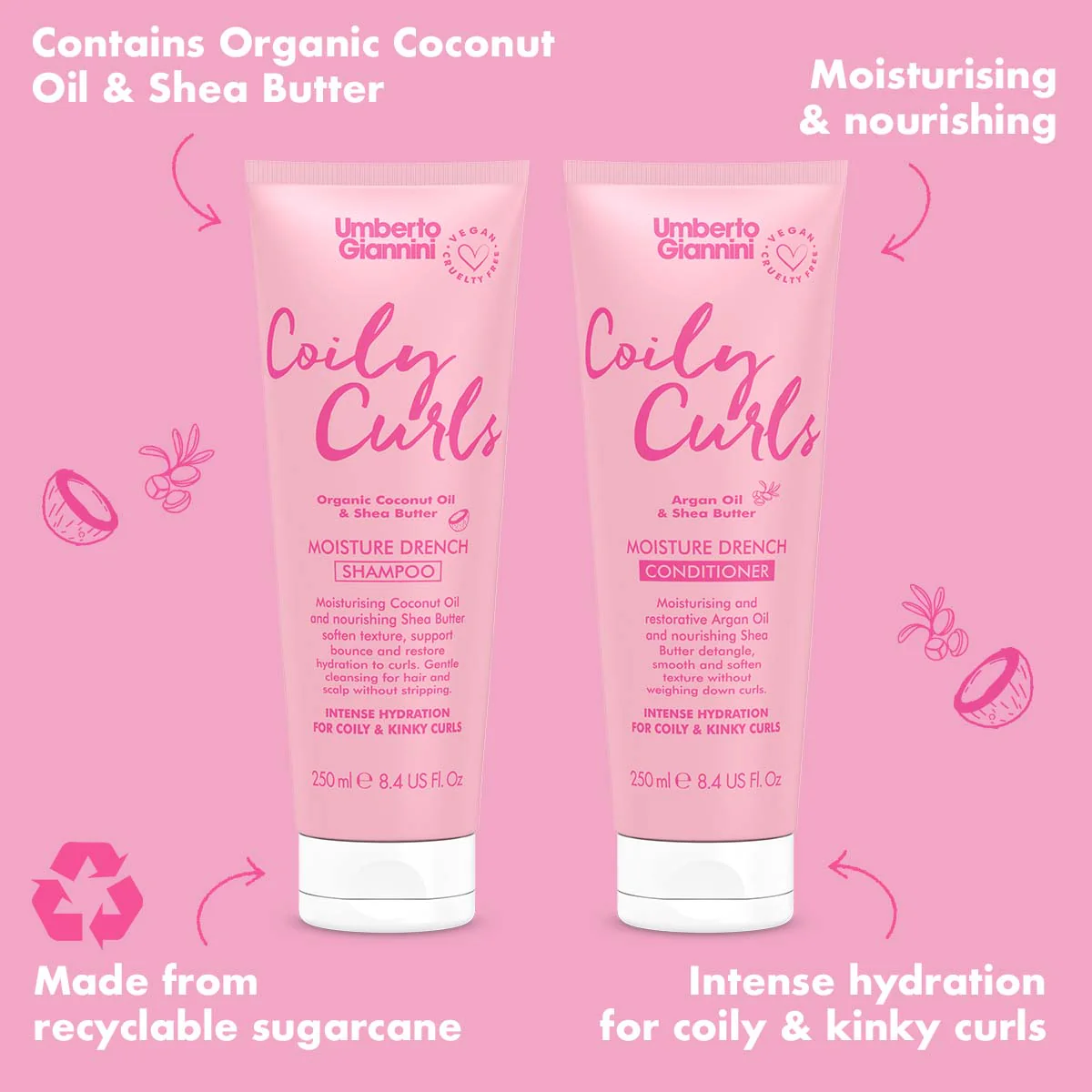 Umberto Giannini Coily Curls Moisture Drench Conditioner 250ml/8.4oz - Image 3