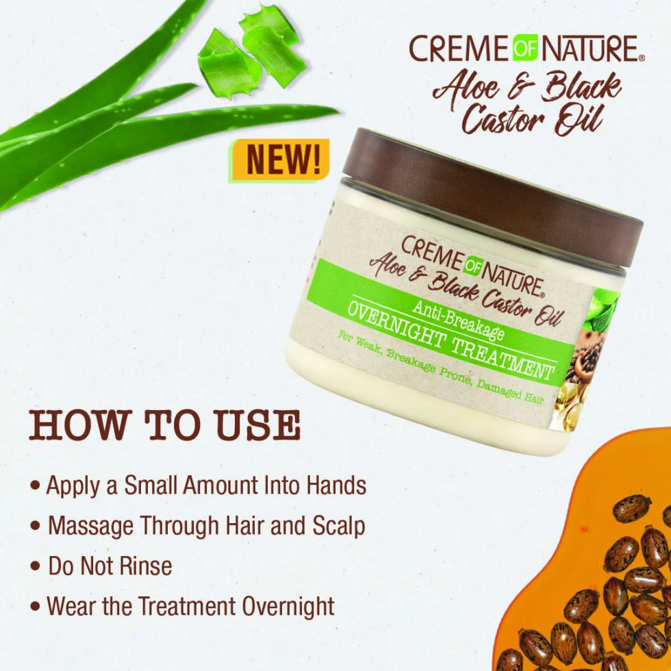 Creme of Nature Aloe & Black Castor Oil Anti-Breakage Overnight Treatment 4.76oz - Image 3