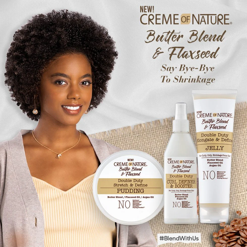 Creme of Nature Butter Blend & Flaxseed Double Duty Elongate & Define Jelly 248ml/8.4oz - Image 3