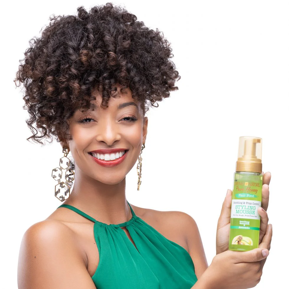Creme of Nature Pure Honey Hair Food Smoothing & Frizz Control Styling Mousse 207ml - Image 2
