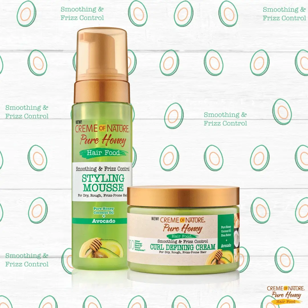 Creme of Nature Pure Honey Hair Food Smoothing & Frizz Control Styling Mousse 207ml - Image 7
