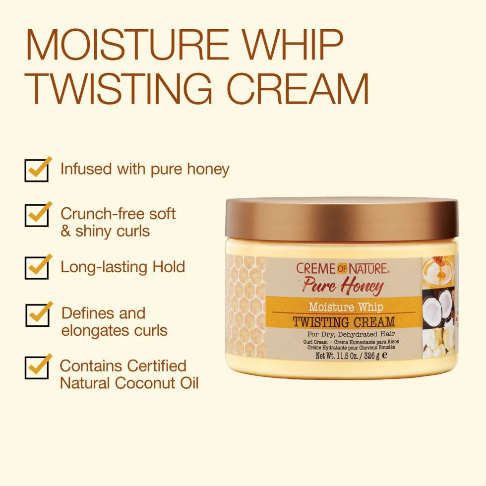 Creme of Nature Pure Honey Moisture Whip Twisting Cream 326g/11.5oz - Image 2