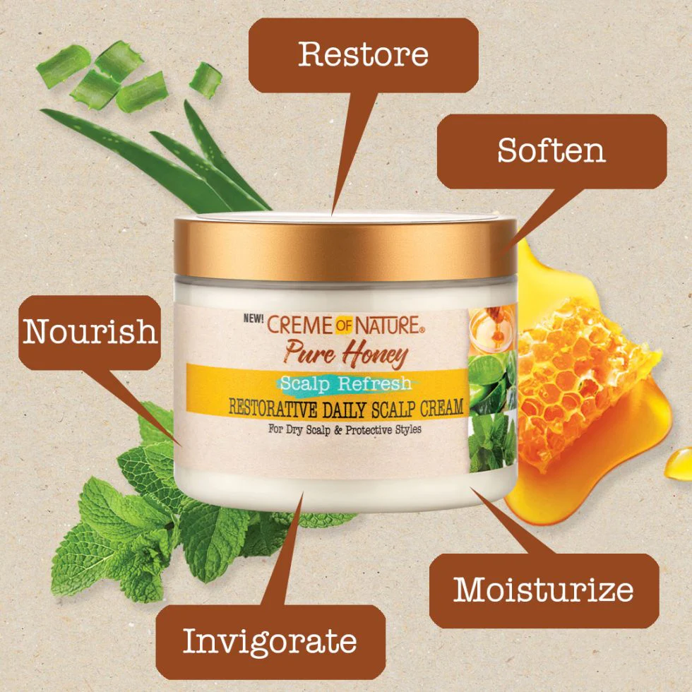 Creme of Nature Pure Honey Scalp Refresh Restorative Daily Scalp Cream 135g - Image 2