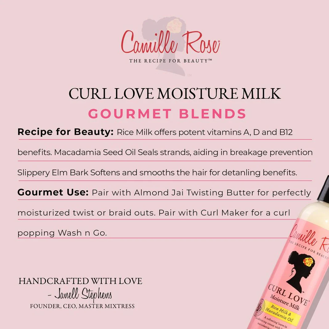 Camille Rose Curl Love Moisture Milk for Soft Defined Curls 240ml/8oz - Image 4