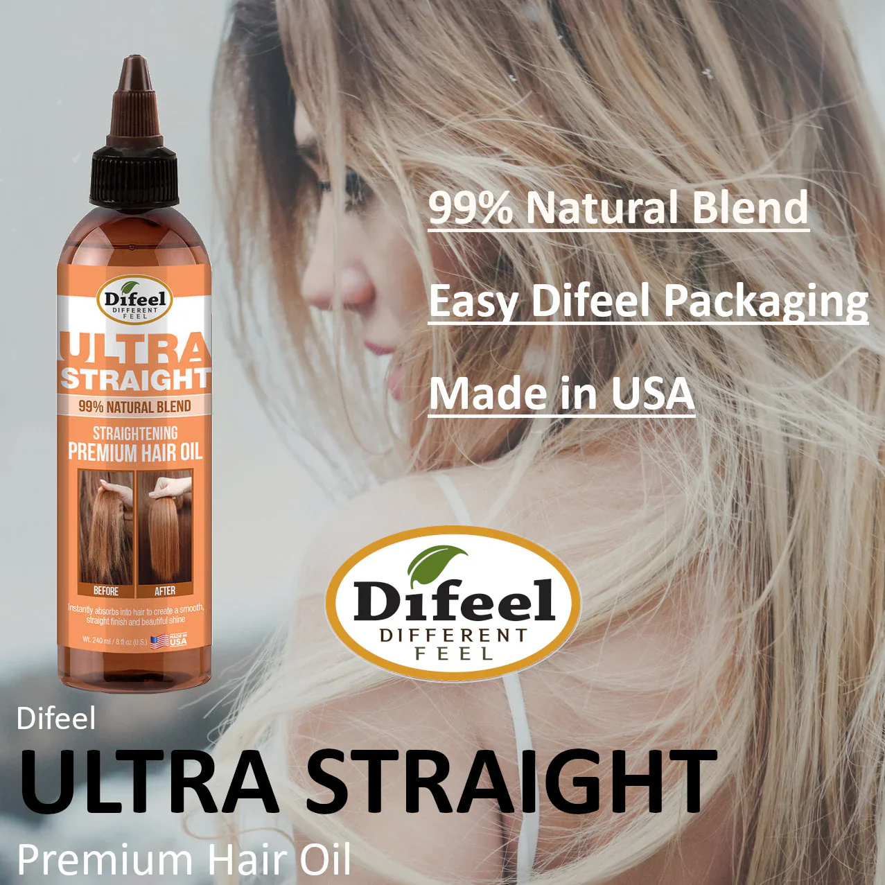 Difeel 99% Natural Premium Ultra Straight Hair Oil 240ml - Image 4