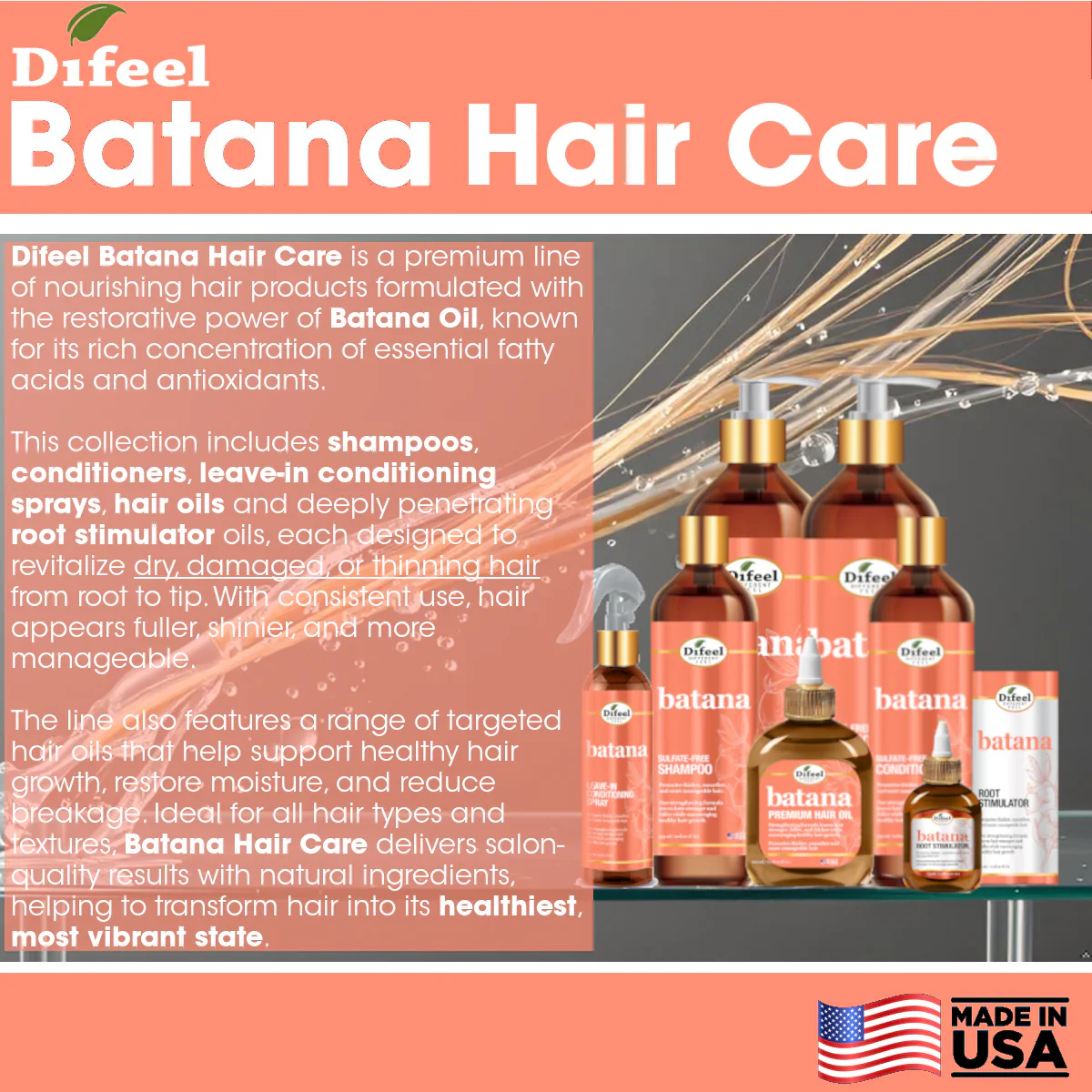 Difeel Batana Leave-In Conditioning Spray 355ml - Image 5