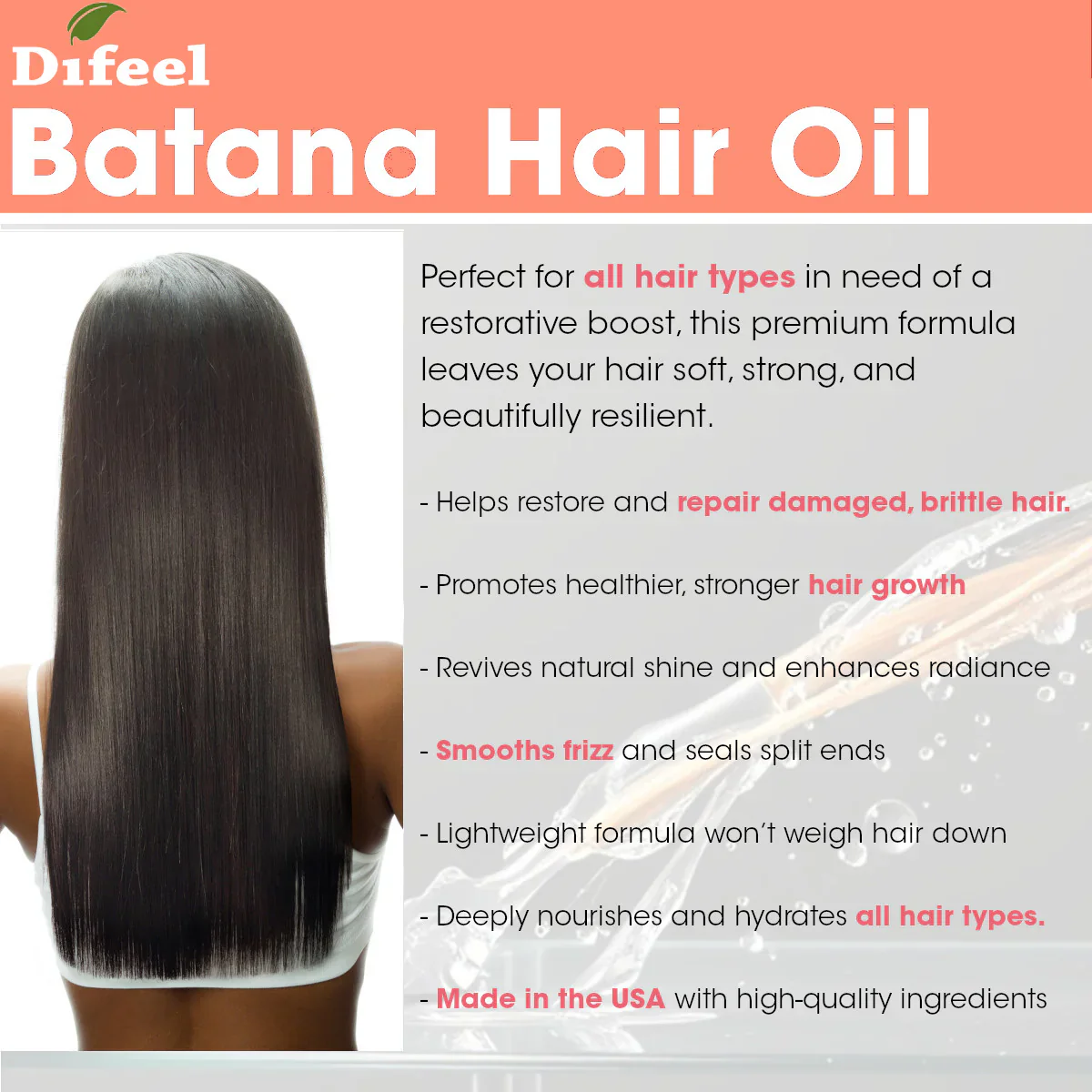 Difeel Premium Batana Hair Oil 237ml - Image 3