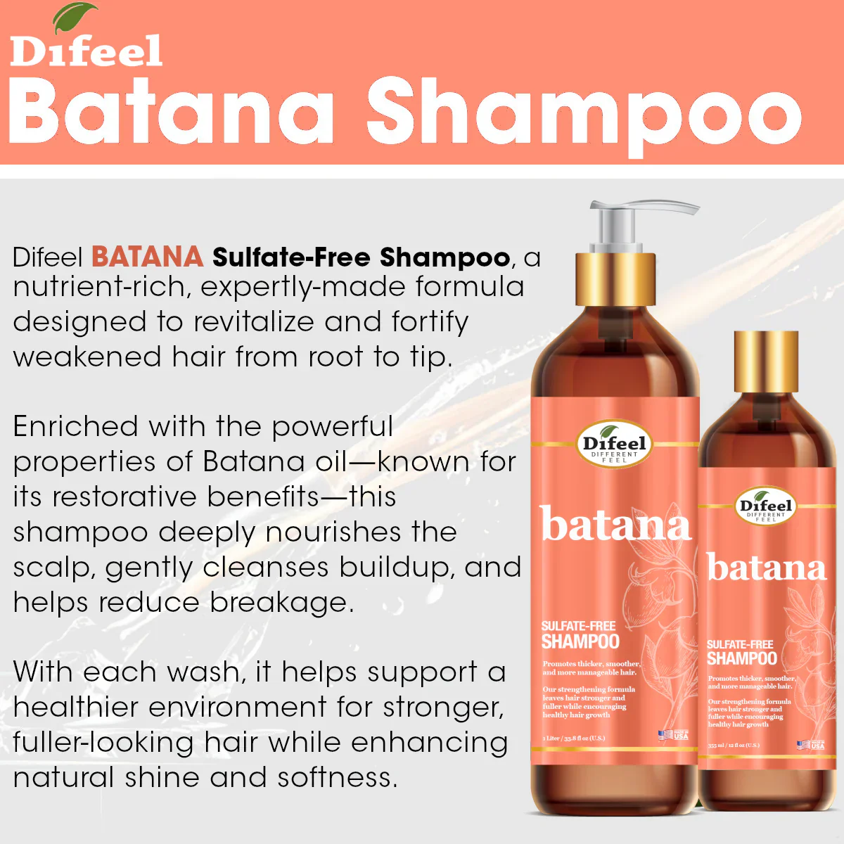 Difeel Batana Sulfate-Free Shampoo 1Liter - Image 5