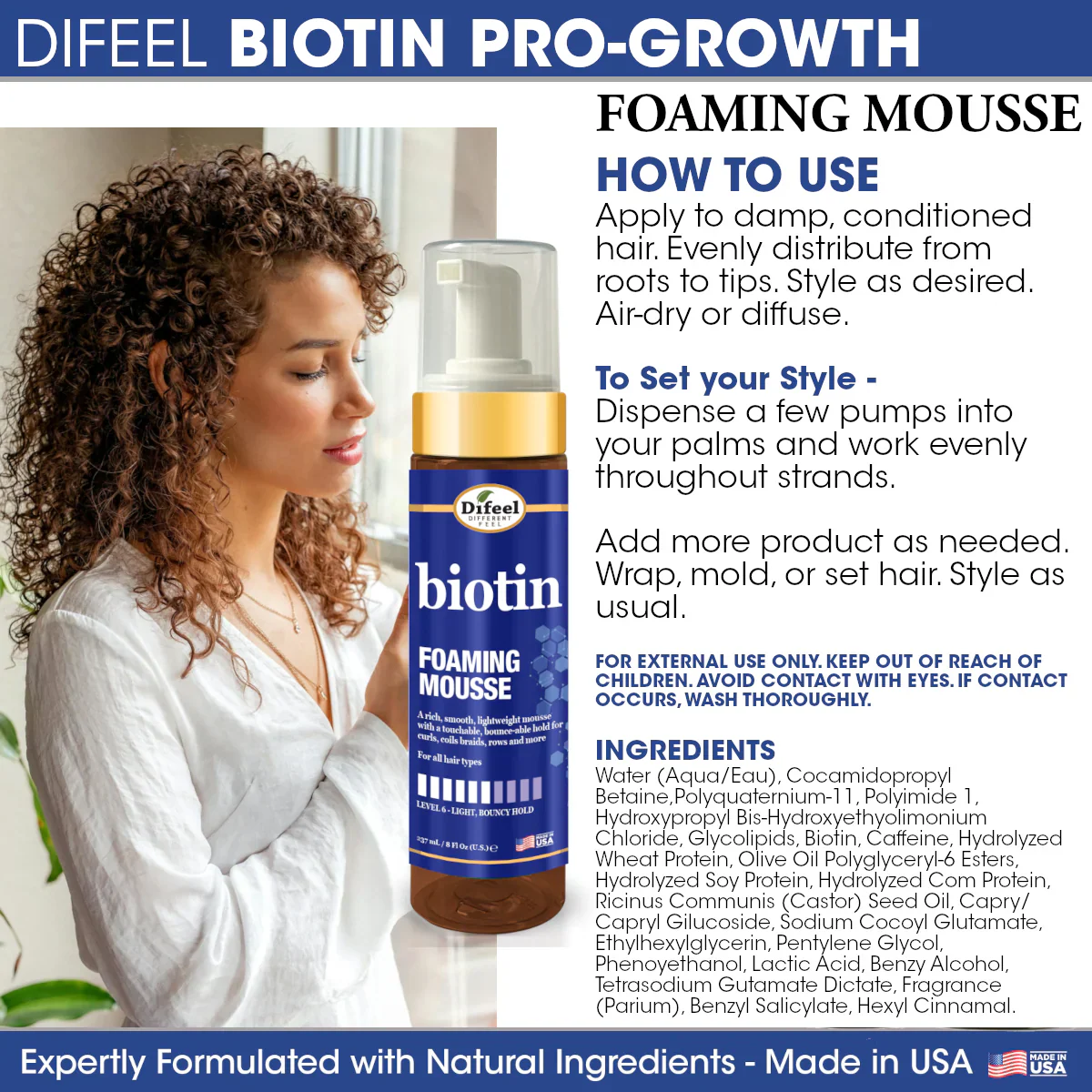 Difeel Biotin Foaming Mousse 237ml - Image 3