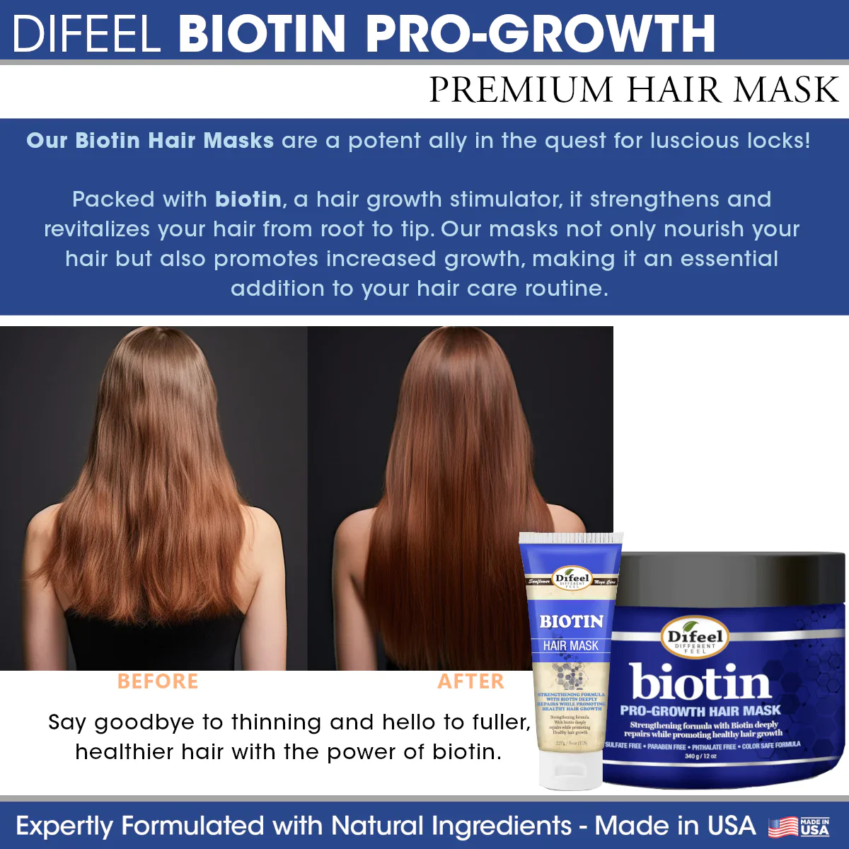 Difeel Biotin Pro-Growth Hair Mask 340ml - Image 4